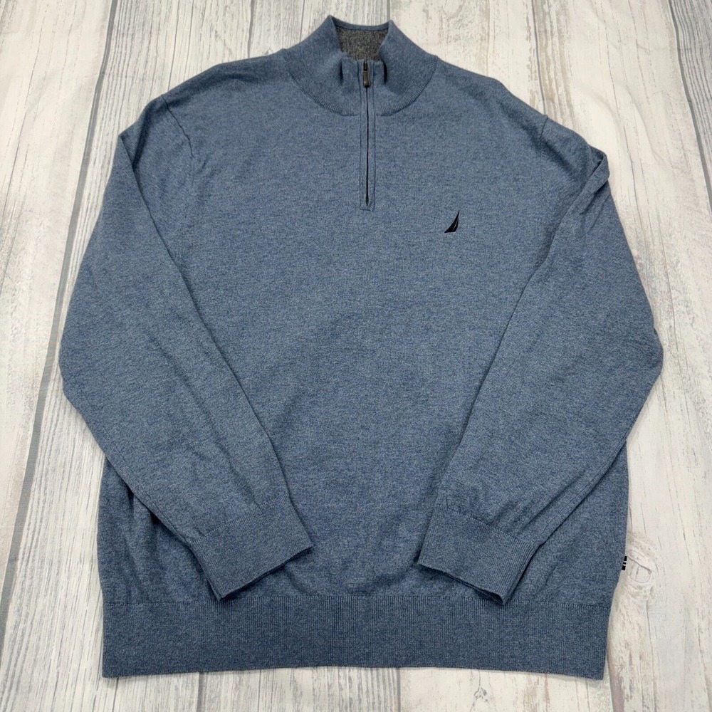 Nautica Navtech Zip‎ Sweater Pullover XL Blue Sailboat Logo Mens